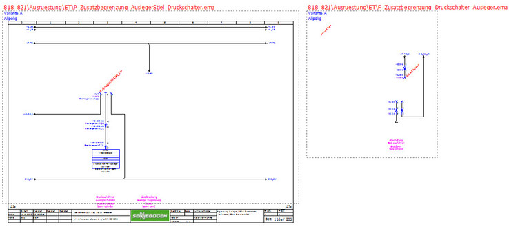 The electrical schematics for assemblies and components, such as pressure switches, were saved as macros in EEC.